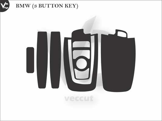 BMW (3 BUTTON KEY) Car Key Wrap Cutting Template