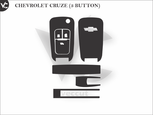 CHEVROLET CRUZE (3 BUTTON) Car Key Wrap Cutting Template