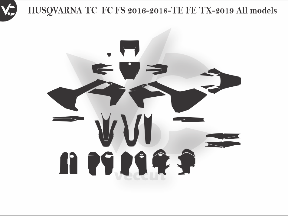 HUSQVARNA TC FC FS 2016-2018-TE FE TX-2019 All models Wrap Cutting Template