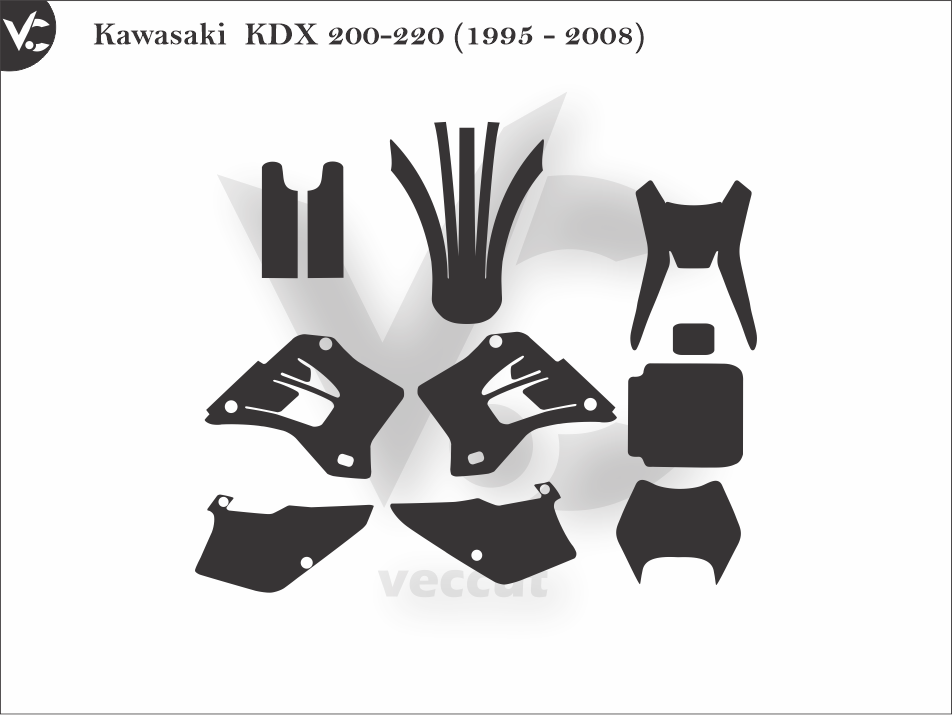 Kawasaki KDX 200-220 (1995 - 2008) Wrap Cutting Template