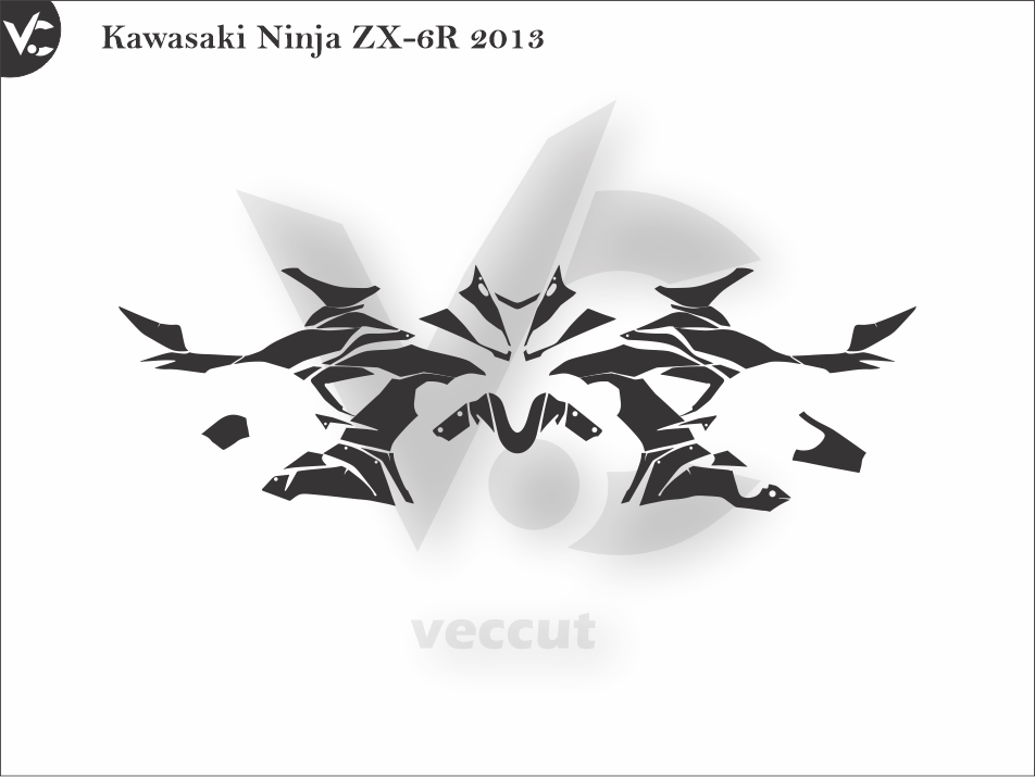 Kawasaki Ninja ZX-6R 2013 Wrap Cutting Template