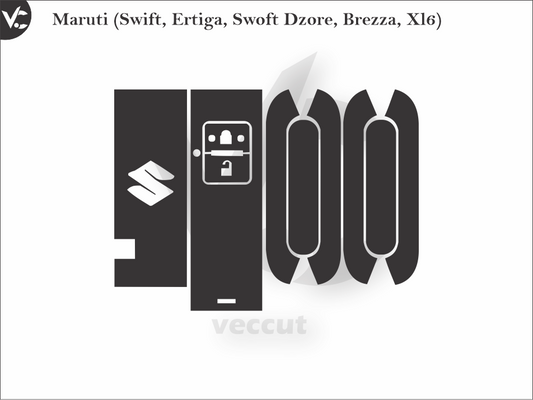 Maruti (Swift, Ertiga, Swoft Dzore, Brezza, Xl6) Car Key Wrap Cutting Template