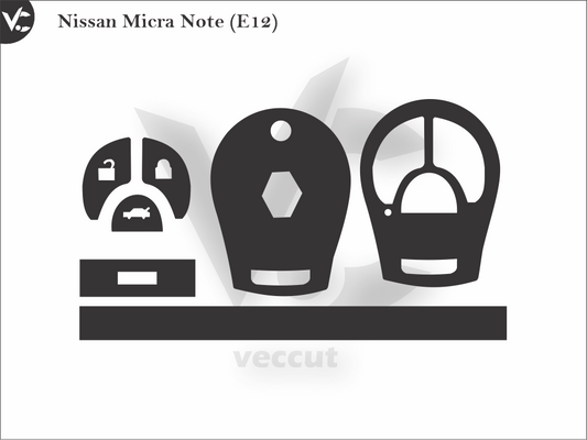 Nissan Micra Note (E12) Car Key Wrap Cutting Template