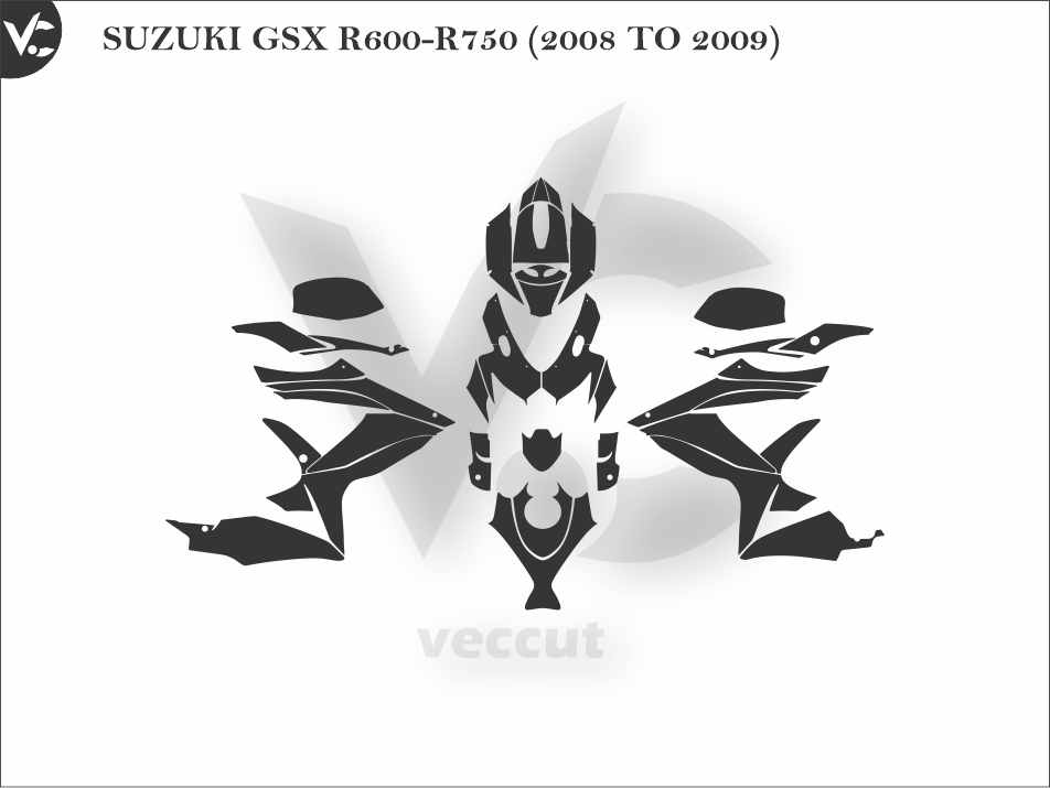 SUZUKI GSX R600-R750 (2008 TO 2009) Wrap Cutting Template