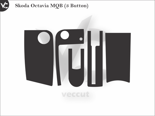 Skoda Octavia MQB (3 Button) Car Key Wrap Cutting Template