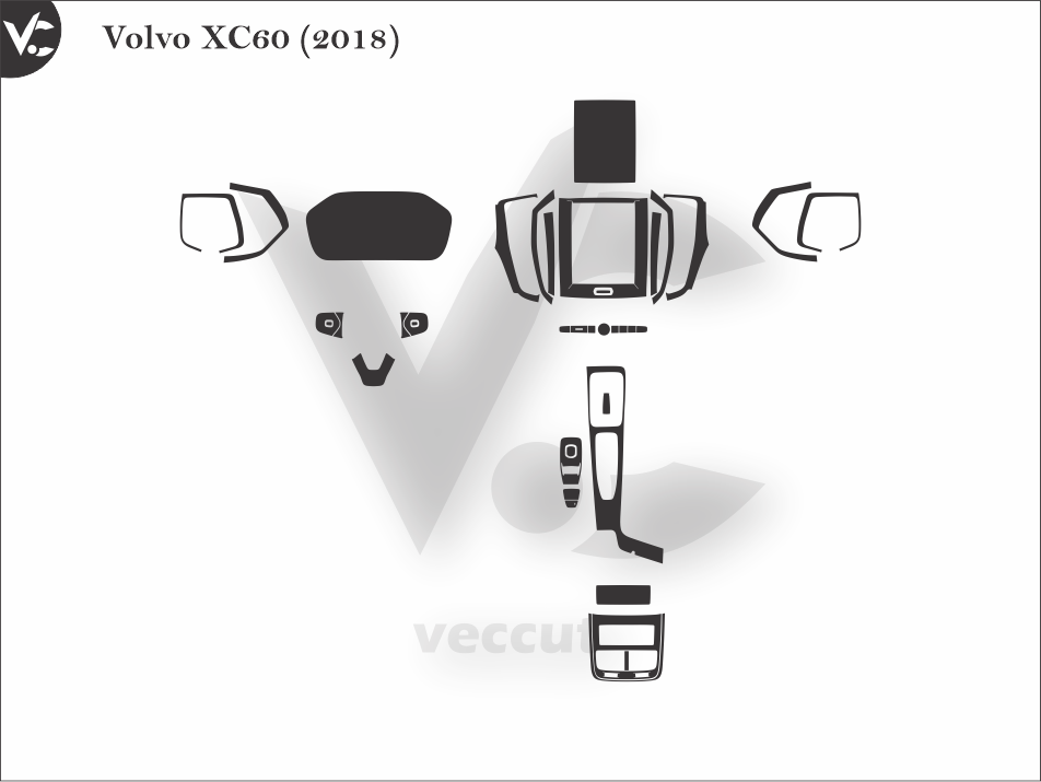 Volvo XC60 (2018) Wrap Cutting Template