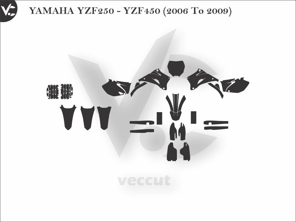 YAMAHA YZF250 - YZF450 (2006 To 2009) Wrap Cutting Template