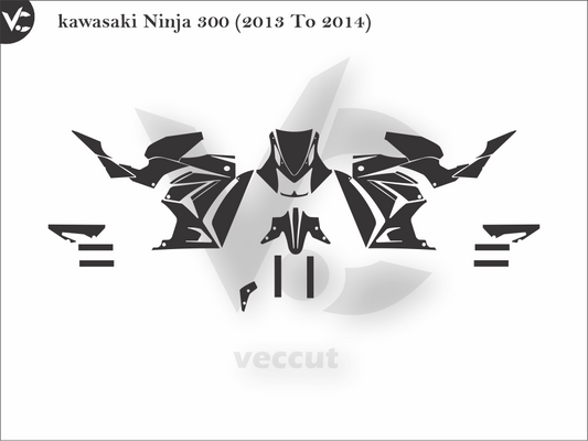 Kawasaki Ninja 300 (2013 To 2014) Wrap Cutting Template