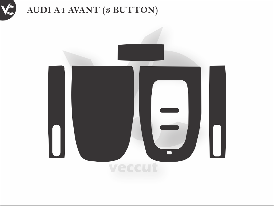 AUDI A4 AVANT (3 BUTTON) Car Key Wrap Cutting Template