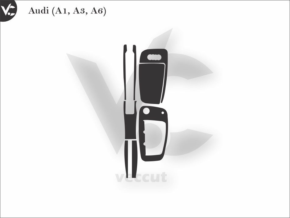 Audi (A1, A3, A6) Car Key Wrap Cutting Template