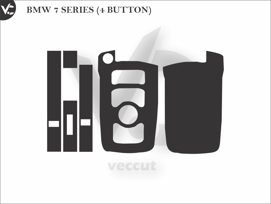 BMW 7 SERIES (4 BUTTON) Car Key Wrap Cutting Template
