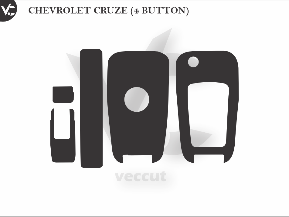 CHEVROLET CRUZE (4 BUTTON) Car Key Wrap Cutting Template