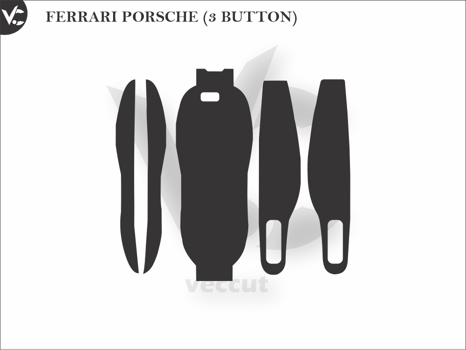 FERRARI PORSCHE (3 BUTTON) Car Key Wrap Cutting Template