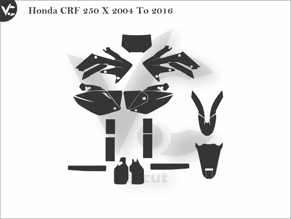 Honda CRF 250 X 2004 To 2016 Wrap Cutting Template