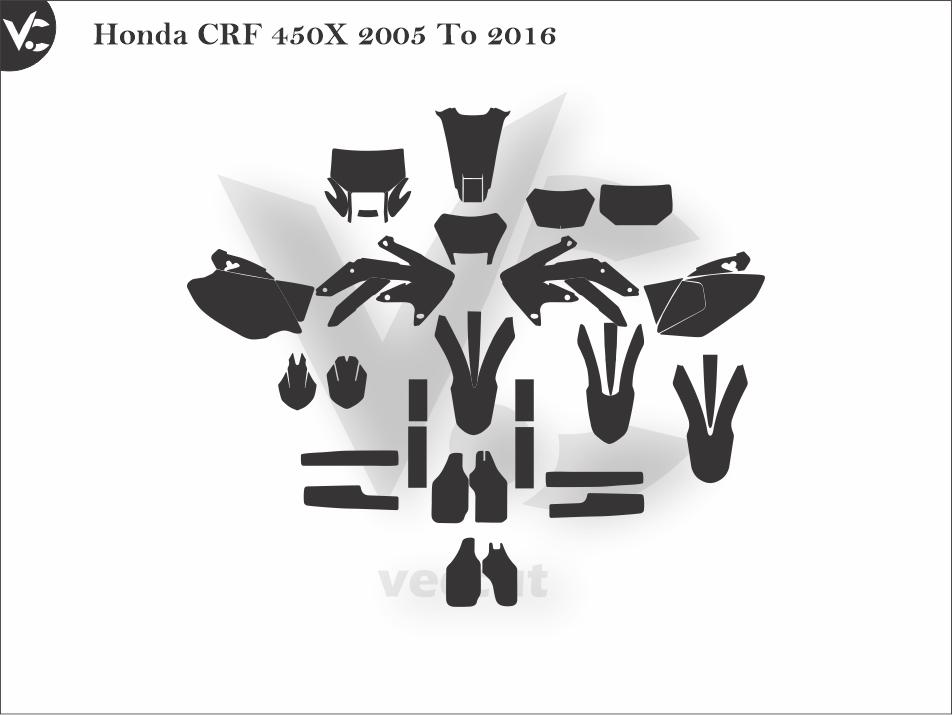Honda CRF 450X 2005 To 2016 Wrap Cutting Template