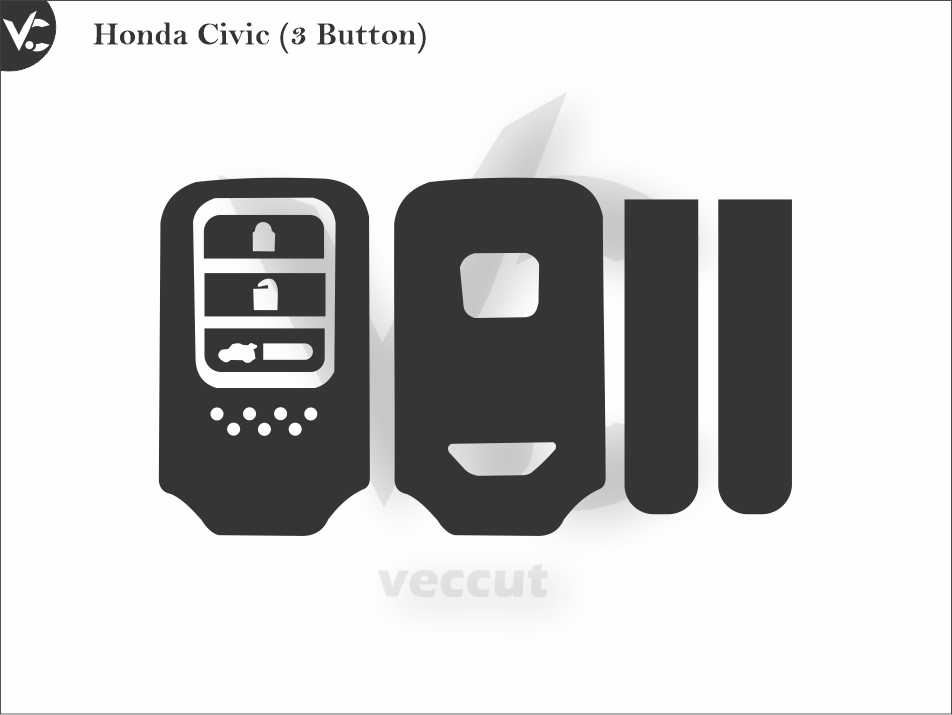 Honda Civic (3 Button) Wrap Cutting Template