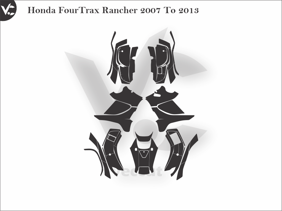 Honda FourTrax Rancher 2007 To 2013 Wrap Cutting Template