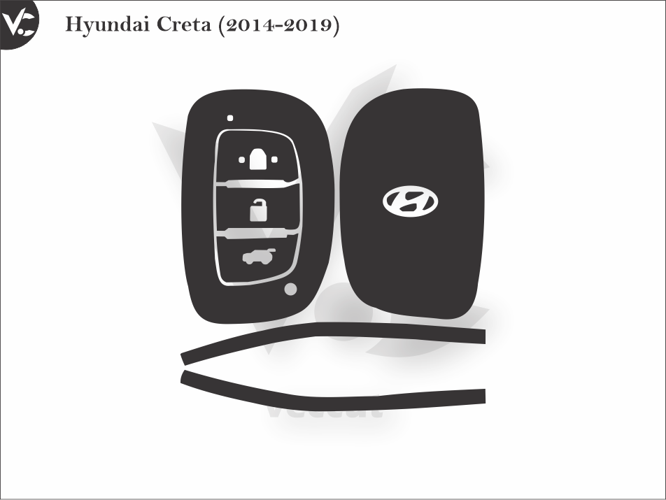 Hyundai Creta (2014-2019) Car Key Wrap Cutting Template