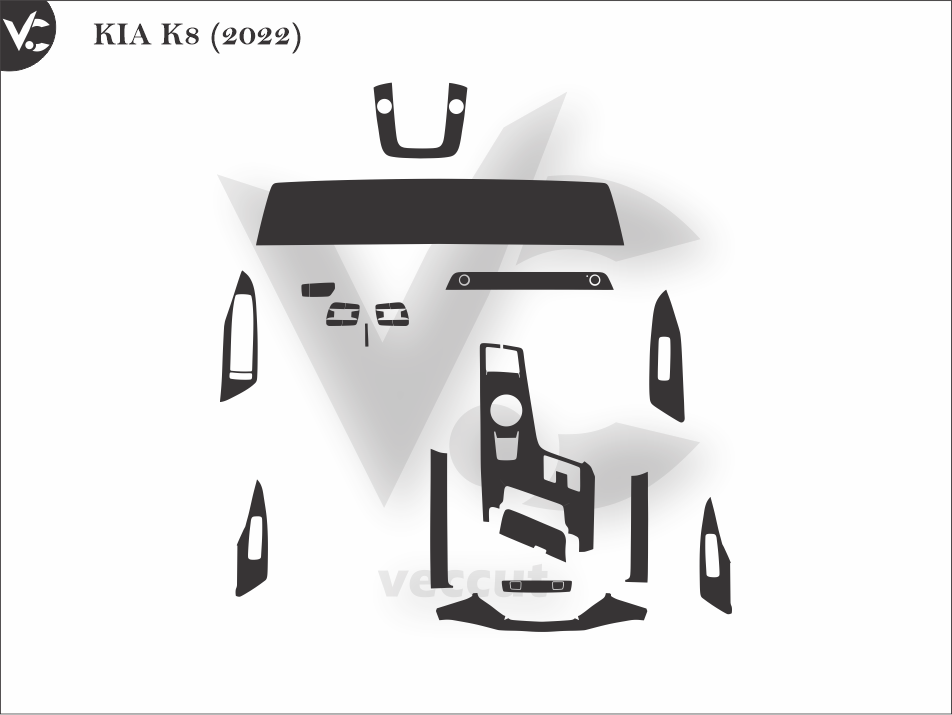 KIA K8 (2022) Wrap Cutting Template