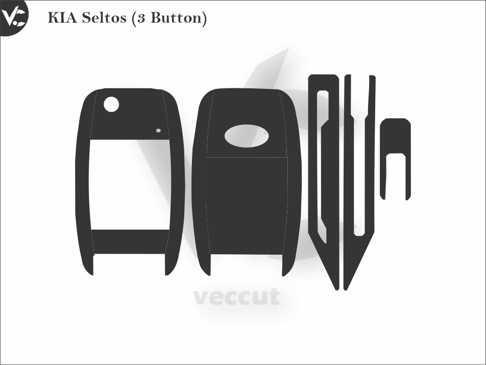 KIA Seltos (3 Button) Car Key Wrap Cutting Template