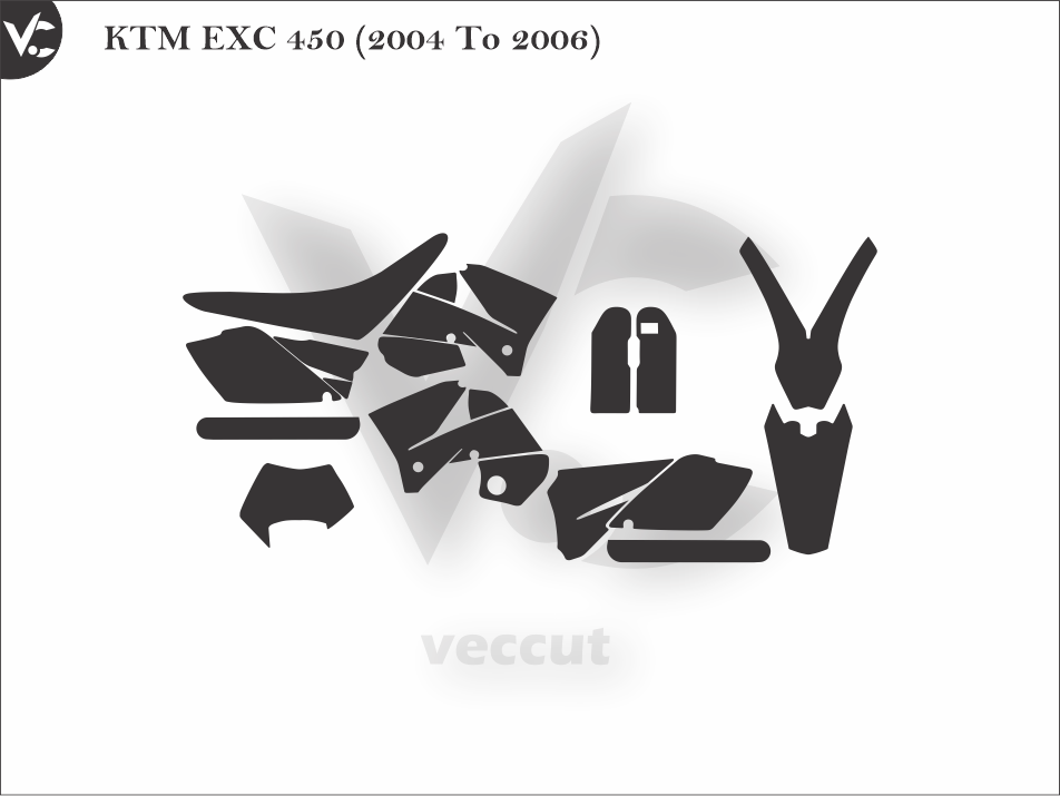 KTM EXC 450 (2004 To 2006) Wrap Cutting Template