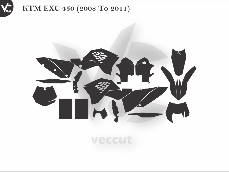 KTM EXC 450 (2008 To 2011) Wrap Cutting Template