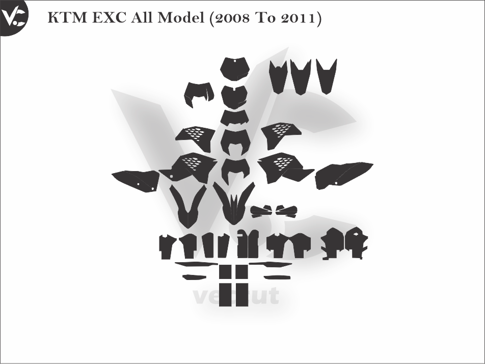 KTM EXC All Model (2008 To 2011) Wrap Cutting Template