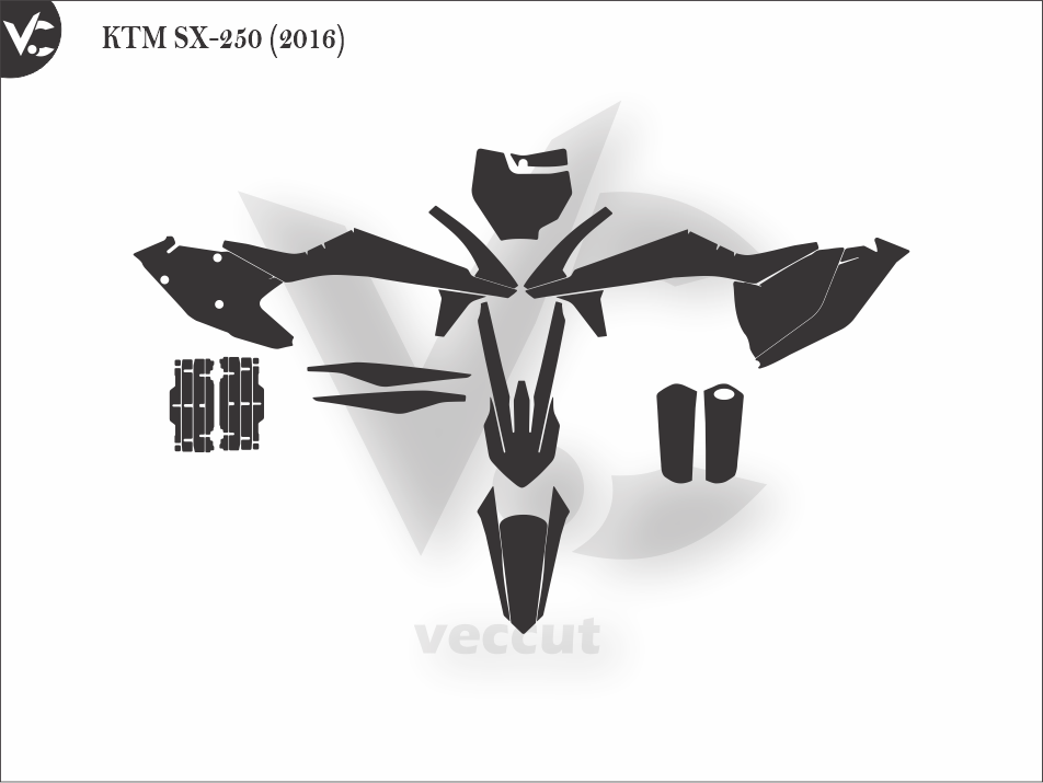 KTM SX-250 (2016) Wrap Cutting Template