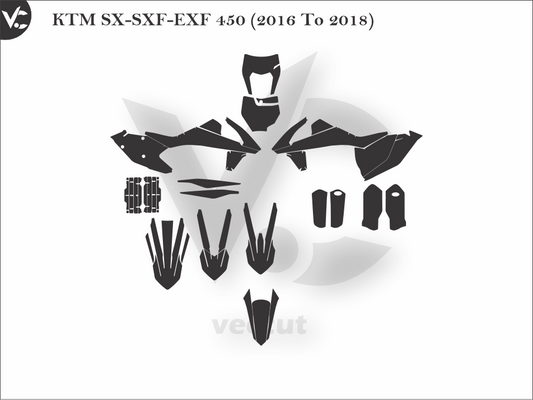 KTM SX-SXF-EXF 450 (2016 To 2018) Wrap Cutting Template