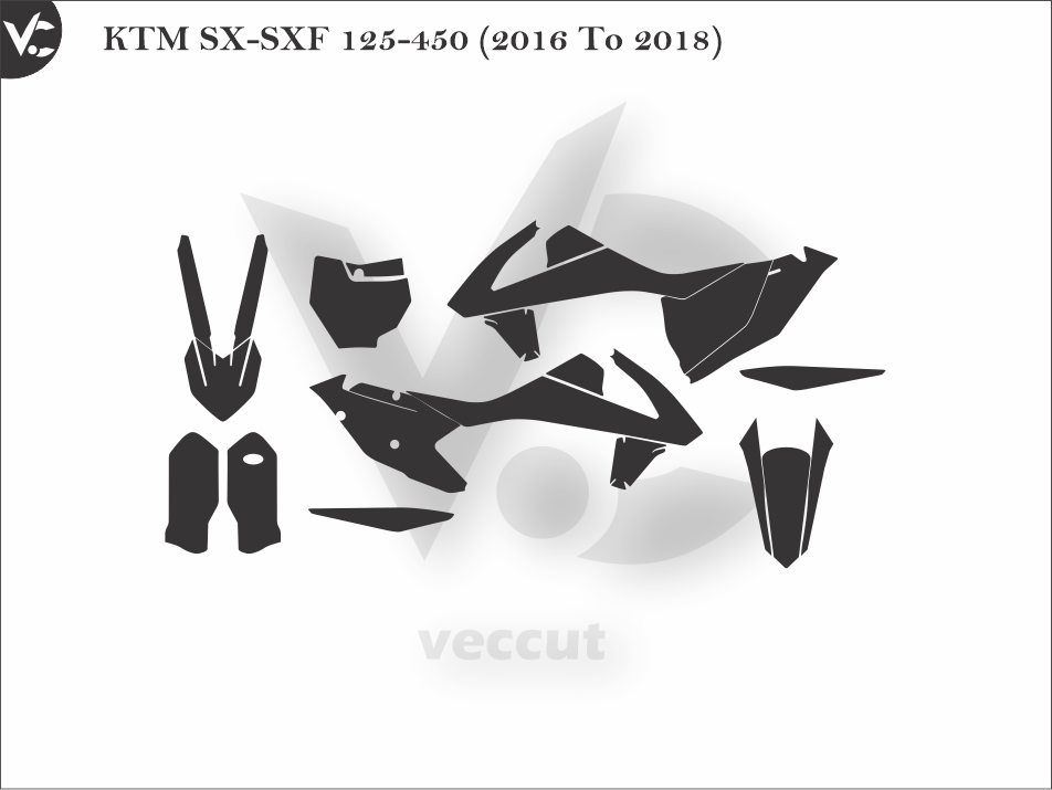 KTM SX-SXF 125-450 (2016 To 2018) Wrap Cutting Template