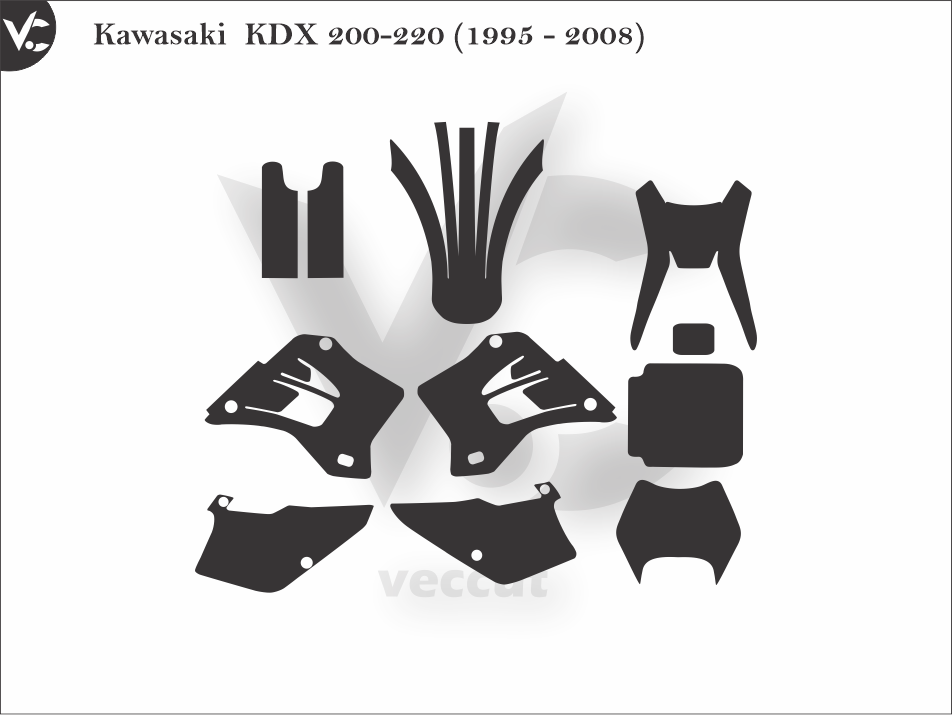 Kawasaki  KDX 200-220 (1995 - 2008) Wrap Cutting Template