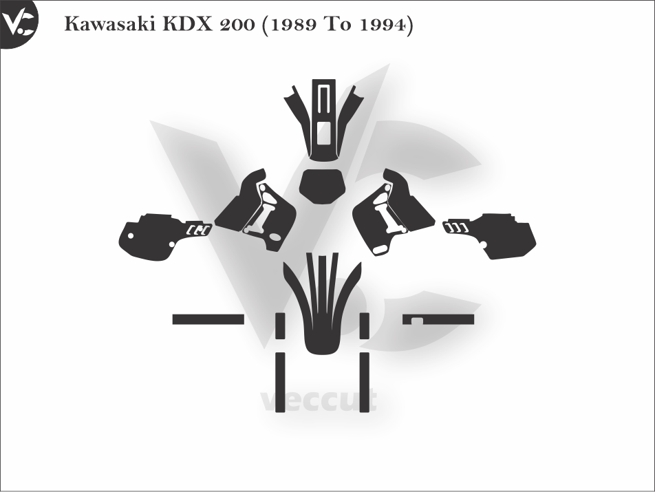 Kawasaki KDX 200 (1989 To 1994) Wrap Cutting Template