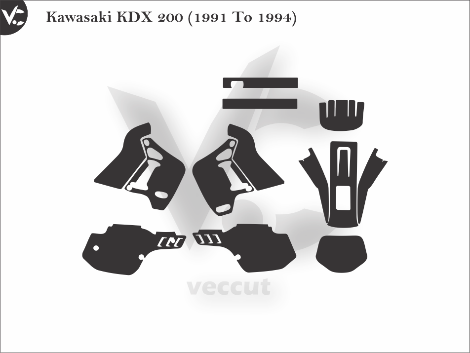 Kawasaki KDX 200 (1991 To 1994) Wrap Cutting Template