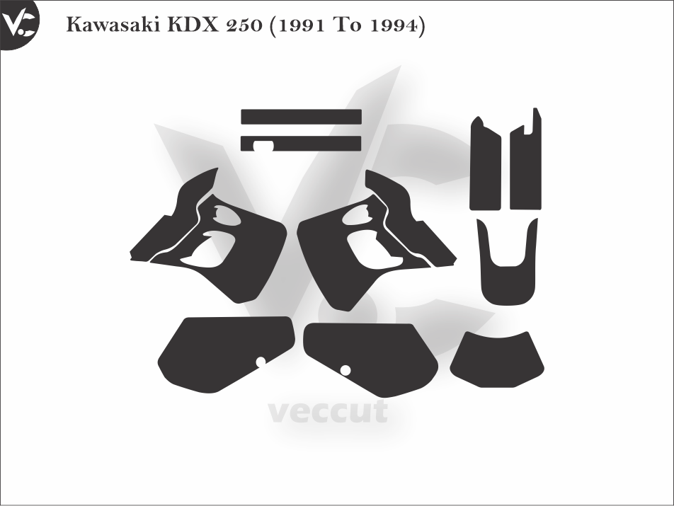 Kawasaki KDX 250 (1991 To 1994) Wrap Cutting Template