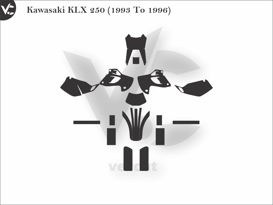 Kawasaki KLX 250 (1993 To 1996) Wrap Cutting Template