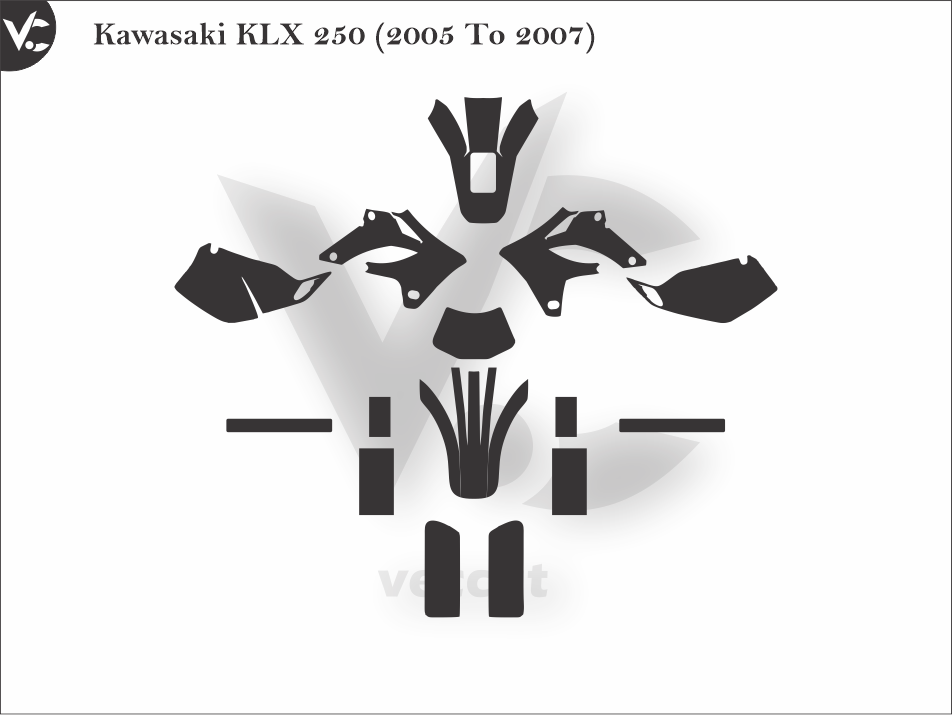 Kawasaki KLX 250 (2005 To 2007) Wrap Cutting Template