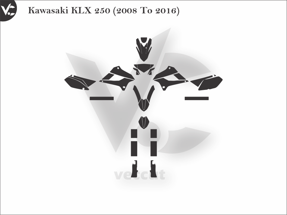 Kawasaki KLX 250 (2008 To 2016) Wrap Cutting Template