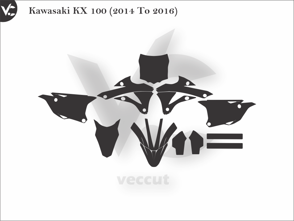 Kawasaki KX 100 (2014 To 2016) Wrap Cutting Template