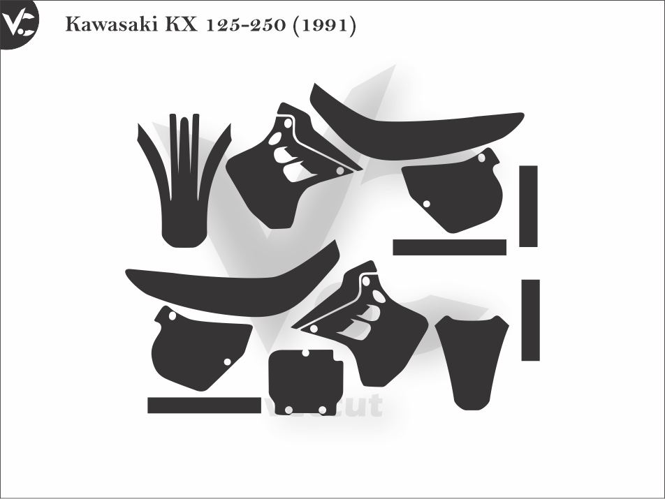 Kawasaki KX 125-250 (1991) Wrap Cutting Template