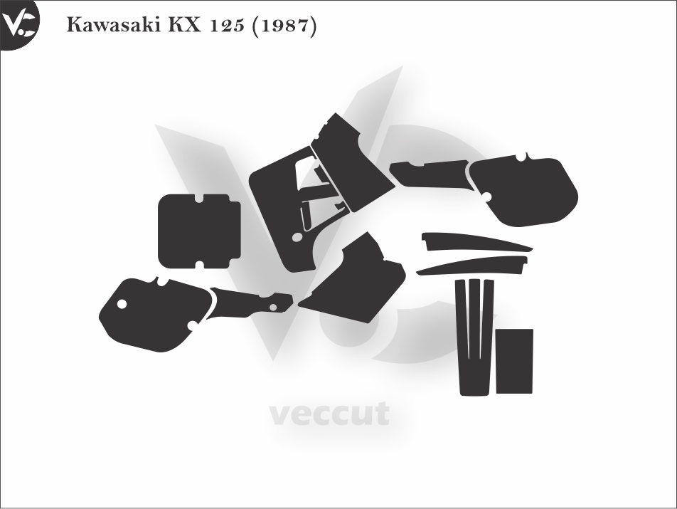 Kawasaki KX 125 (1987) Wrap Cutting Template