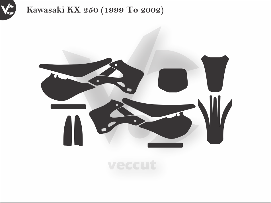 Kawasaki KX 250 (1999 To 2002) Wrap Cutting Template
