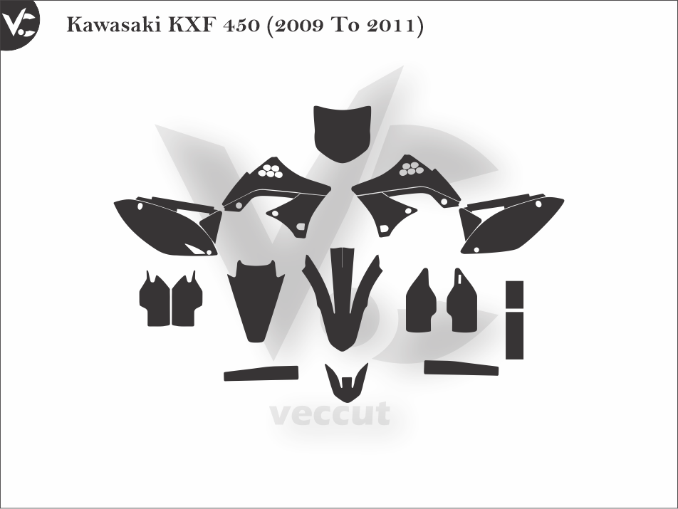 Kawasaki KXF 450 (2009 To 2011) Wrap Cutting Template