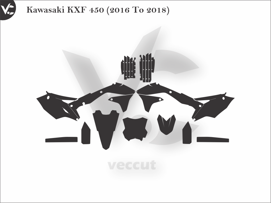 Kawasaki KXF 450 (2016 To 2018) Wrap Cutting Template