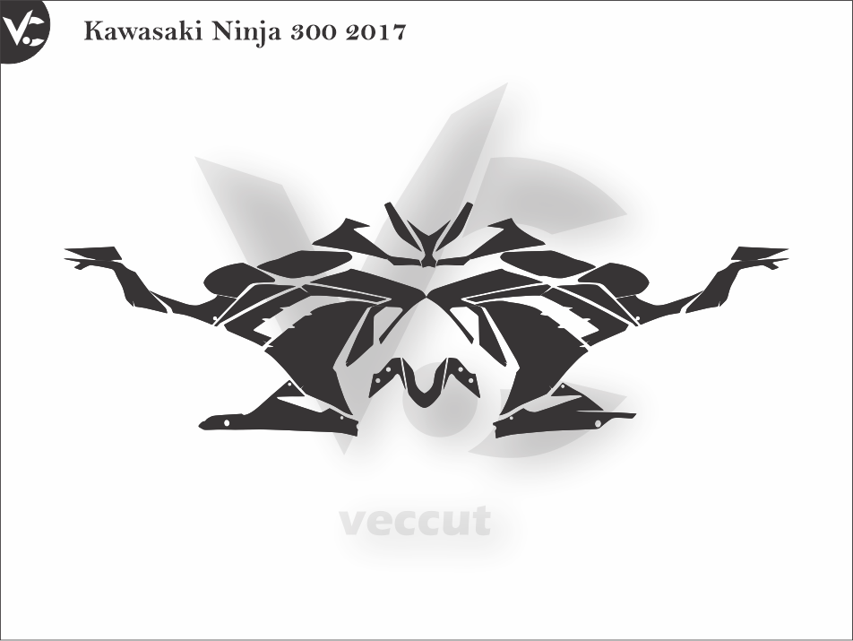 Kawasaki Ninja 300 2017 Wrap Cutting Template