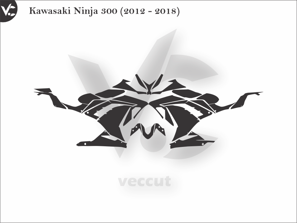 Kawasaki Ninja 300 (2012 - 2018) Wrap Cutting Template