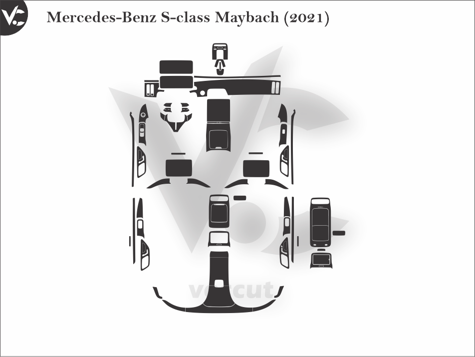 Mercedes-Benz S-class Maybach (2021) Wrap Cutting Template