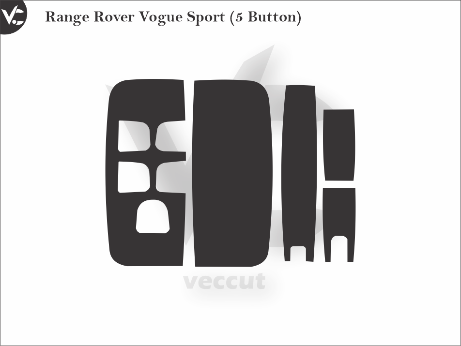 Range Rover Vogue Sport (5 Button) Car Key Wrap Cutting Template