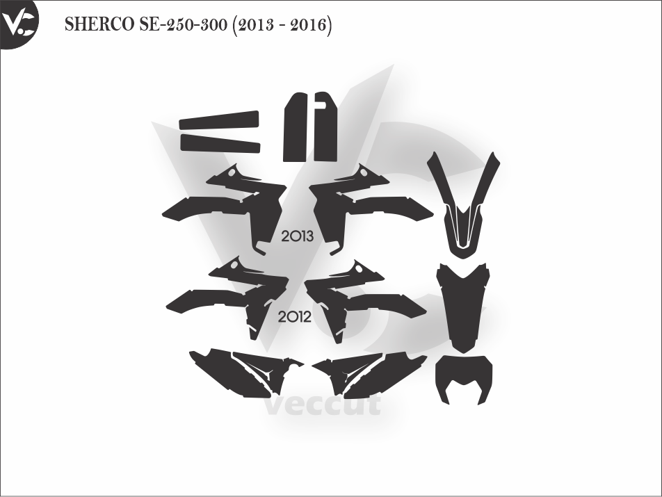 SHERCO SE-250-300 (2013 - 2016) Wrap Cutting Template