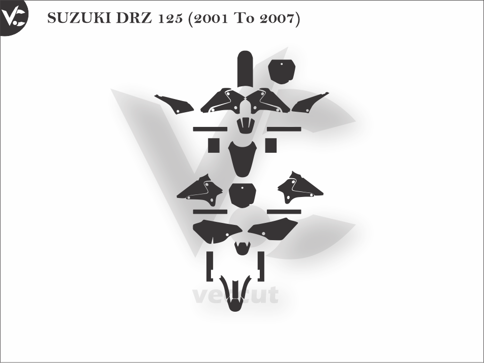 SUZUKI DRZ 125 (2001 To 2007) Wrap Cutting Template