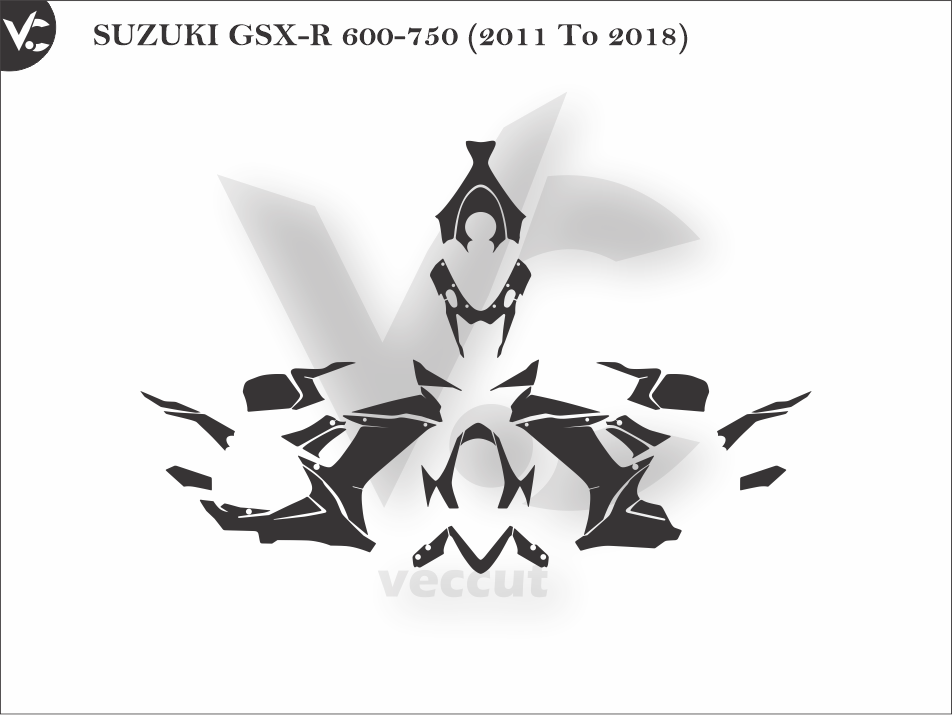 SUZUKI GSX-R 600-750 (2011 To 2018) Wrap Cutting Template